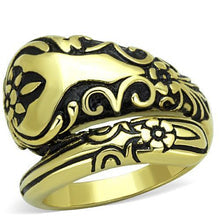 Gold & Black Filigree Floral Spoon Ring