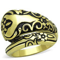 Gold & Black Filigree Floral Spoon Ring