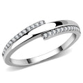Crystal Pavé Bypass Band Ring in Silver