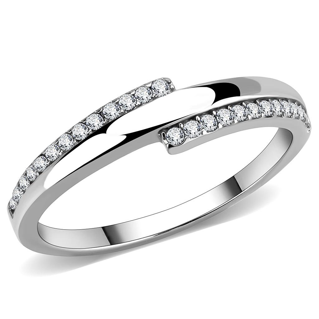 Crystal Pavé Bypass Band Ring in Silver