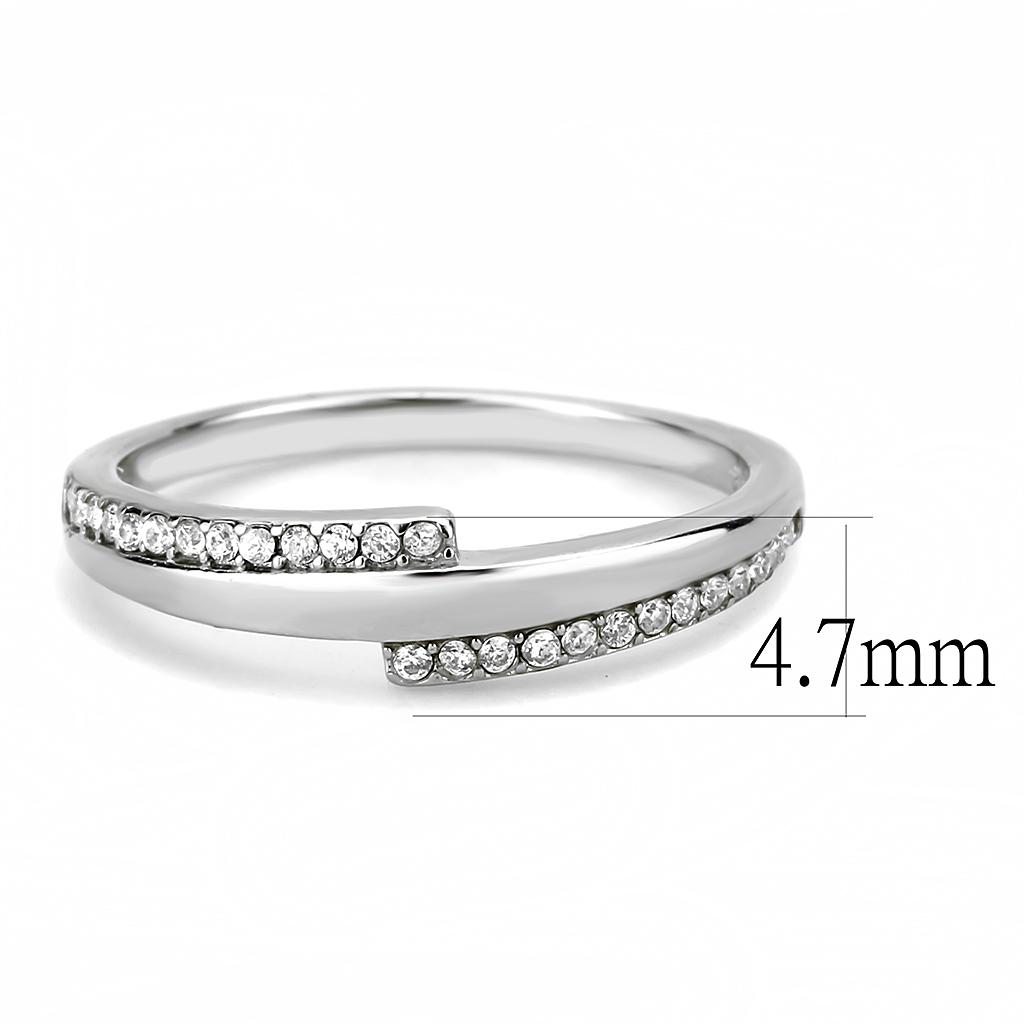 Crystal Pavé Bypass Band Ring in Silver