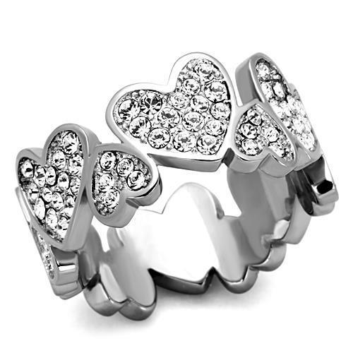Love All Around- Crystal Heart Eternity Ring