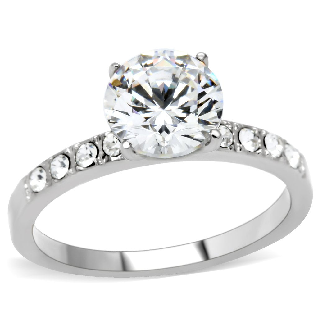 Round Solitaire Crystal Band Ring in 316 Stainless Steel