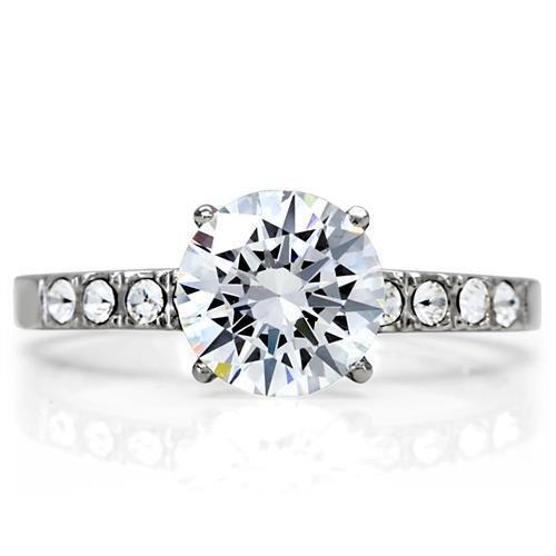 Round Solitaire Crystal Band Ring in 316 Stainless Steel