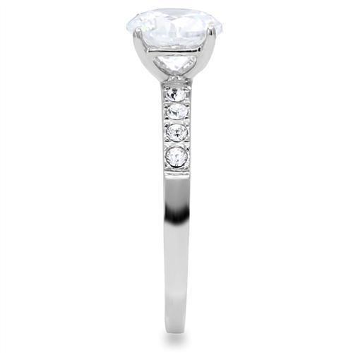 Round Solitaire Crystal Band Ring in 316 Stainless Steel