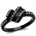Dark Glamour- Black Crystal Bypass Ring