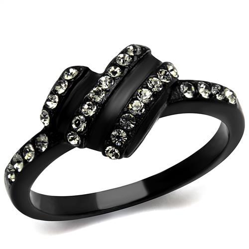 Dark Glamour- Black Crystal Bypass Ring