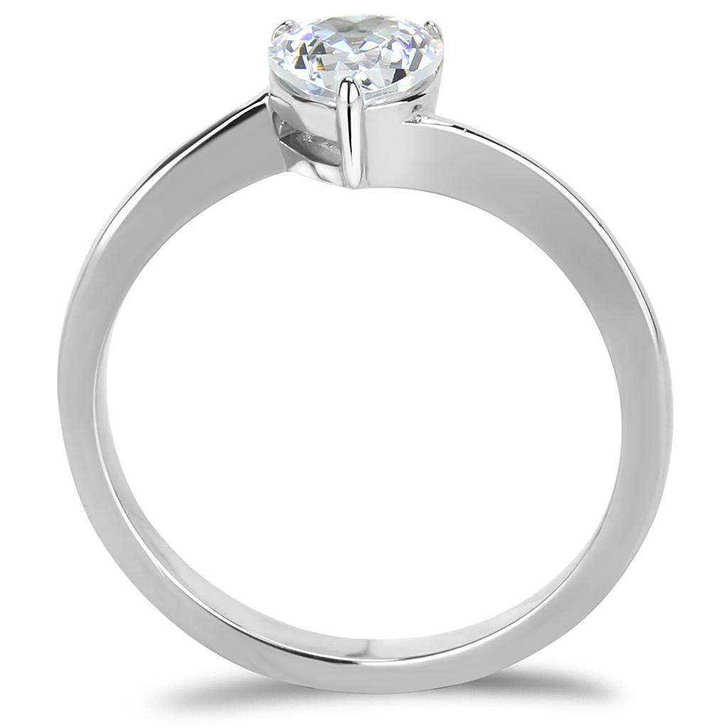 Dainty Heart Solitaire Diamond Ring in Polished Steel