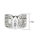Marquee Cut Solitaire Crystal Cigar Band Ring in Silver